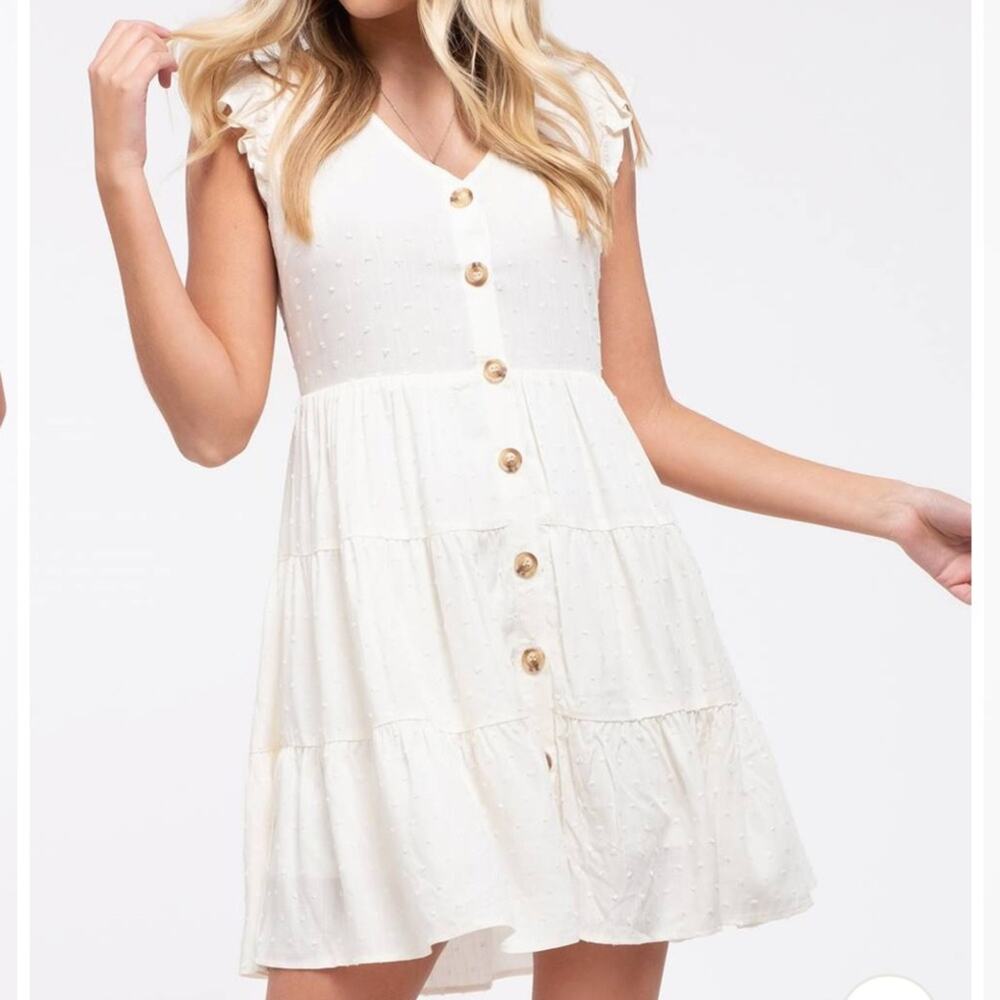 SUMMER LOVING White Buttoned Sleeveless Sun Dress  Size Medium